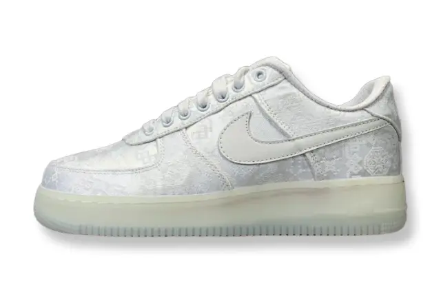 Nike Air Force 1 x CLOT 1WORLD sneaker with white leather and silk-inspired overlays
