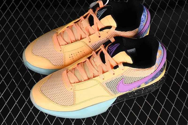 Nike Ja 1 x EYBL Melon Tint basketball shoes in vibrant orange colorway, lightweight performance sneakers for men with Zoom Air cushioning