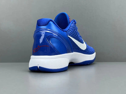 Nike Kobe 6 Protro Dodgers edition basketball shoes in blue and white.
