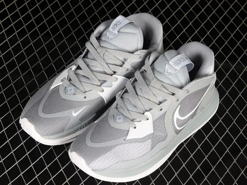 Nike Kyrie Low 5 TB Wolf Grey basketball shoes – low-top grey sneakers with Zoom Air cushioning and performance traction