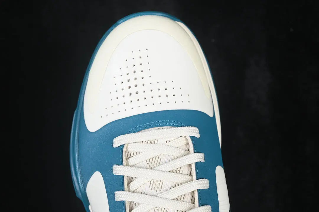 Close-up of Bright Spruce Swoosh on Nike Kobe 5 Protro Caitlin Clark Coconut Milk