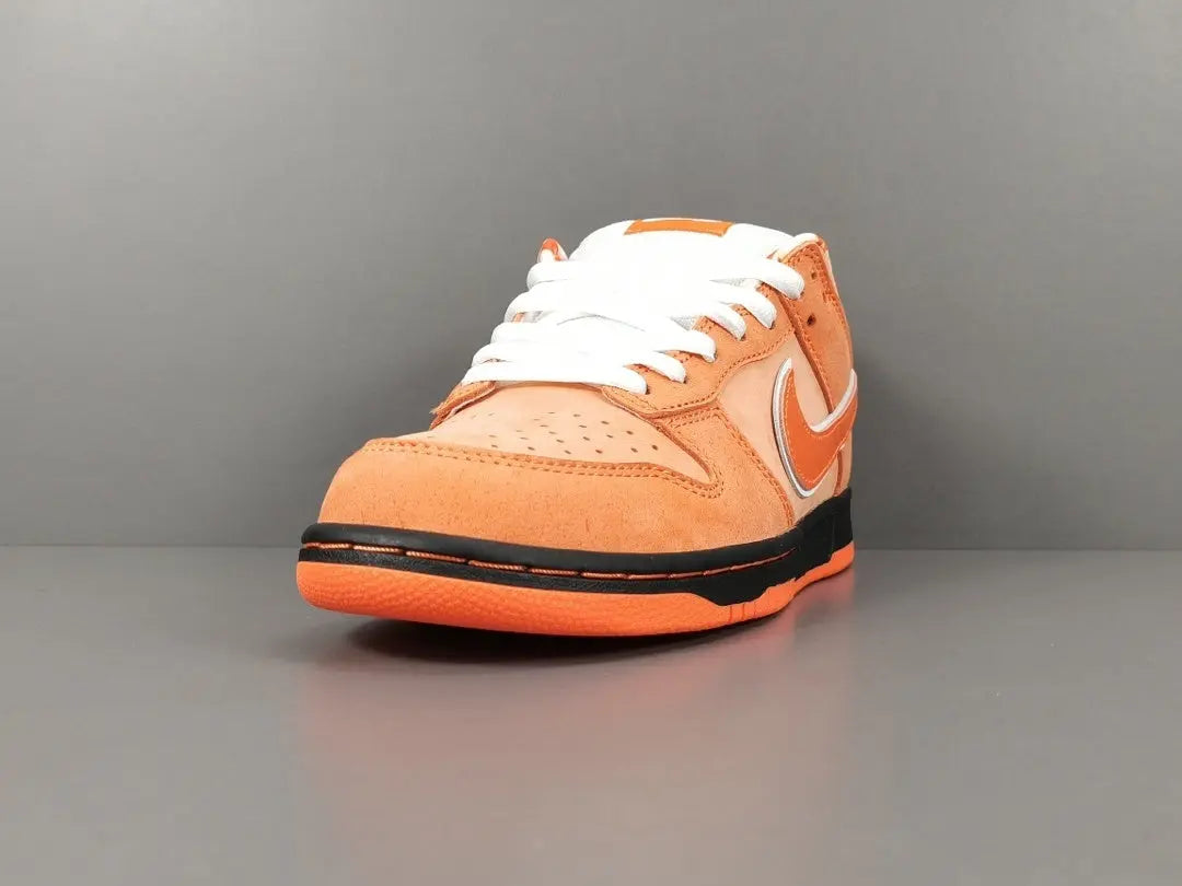 SB Dunk low front and side perspective sneaker Concepts Orange Lobster design
