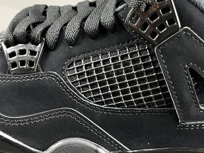 Air Jordan 4 Black Cat sneakers in all-black suede, retro basketball shoes