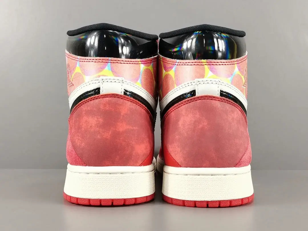 Air Jordan 1 High OG Spider-Man side view red blue black leather sneaker