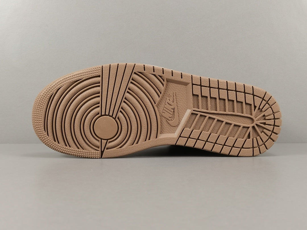 Jordan 1 Retro High Palomino sneakers with black leather and brown suede