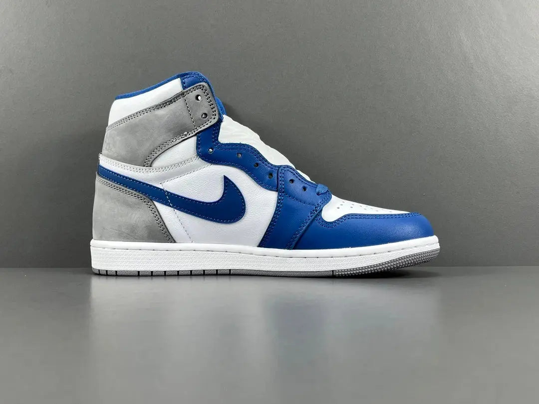 Air Jordan 1 High Retro OG True Blue side view white blue leather sneaker