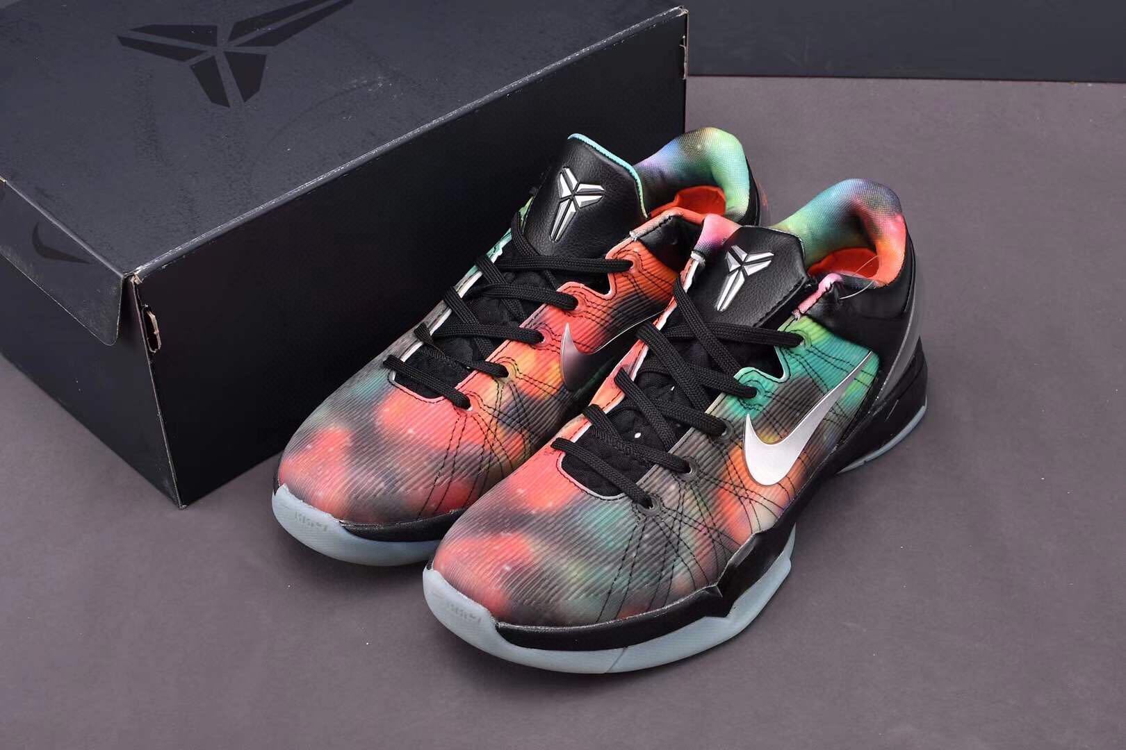 Nike Kobe 7 Galaxy AS basketball shoes black with cosmic starry design

