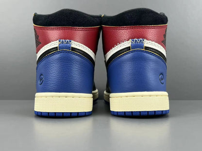 Air Jordan 1 High OG Fragment Union LA side view white navy leather sneaker