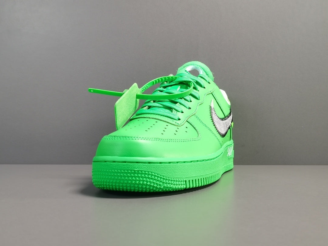 Nike Air Force 1 x Off-White Brooklyn with green leather upper and signature zip tie