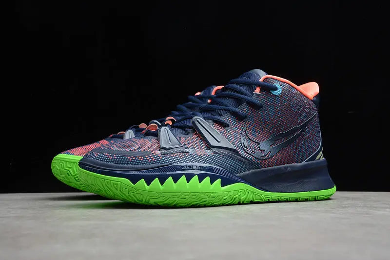Nike Kyrie 7 x Midnight Navy basketball shoes – low-top sneakers with dark navy colorway and Zoom Air cushioning