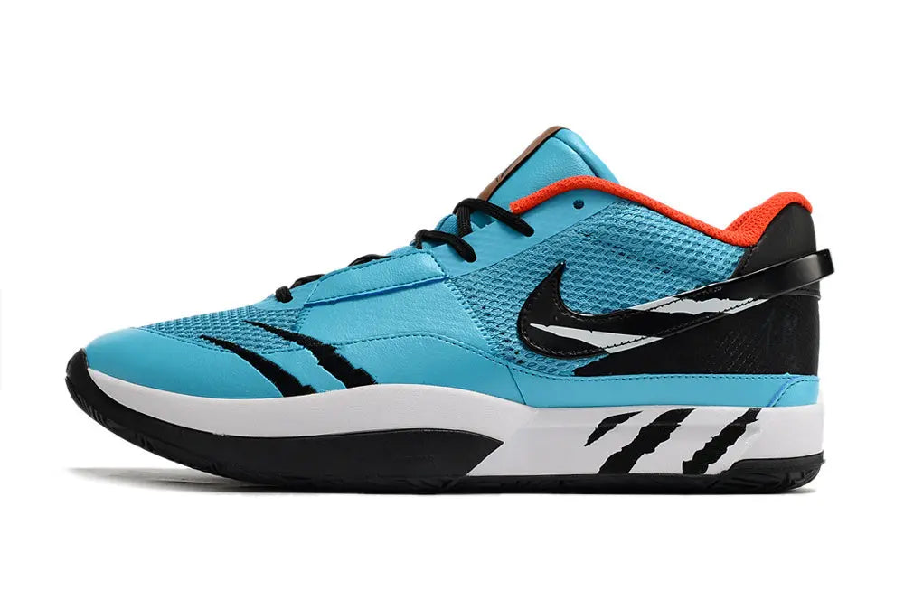 nike ja 1 x scratch basketball shoes side view with unique scratch colorway and performance design