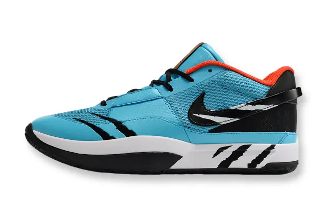 nike ja 1 x scratch basketball shoes side view with unique scratch colorway and performance design