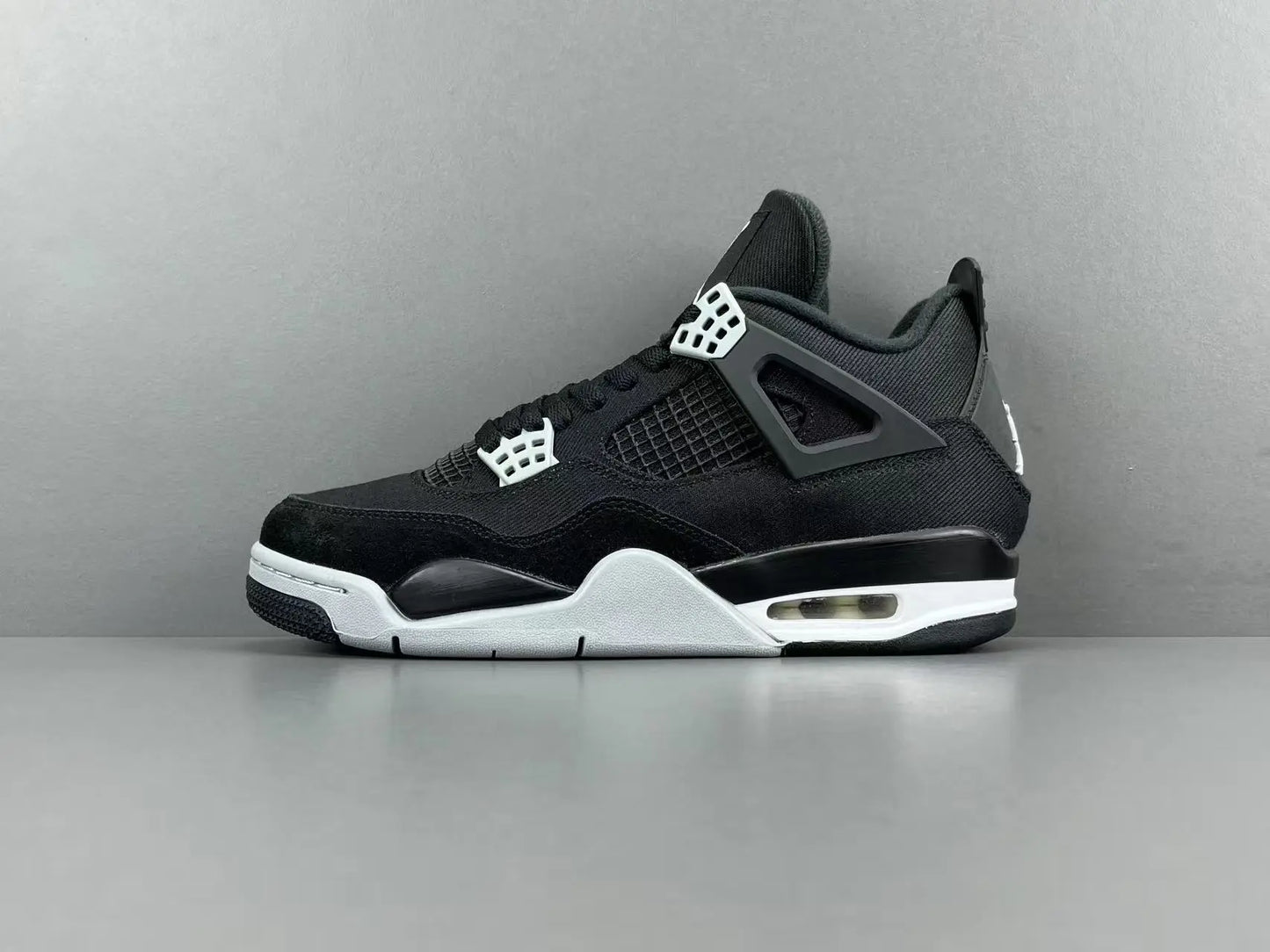 Air Jordan 4 Black Canvas black white sneakers premium men's shoes
