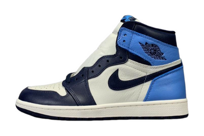 Jordan 1 High Obsidian UNC sneakers featuring navy, university blue, and premium leather