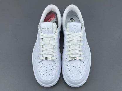 Air Jordan 1 Low Travis Scott White side view reverse Swoosh leather sneaker