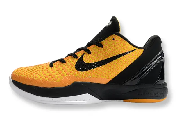 Nike Kobe 6 Protro Lightbulb edition sneakers in bright yellow with sleek low-top design.
