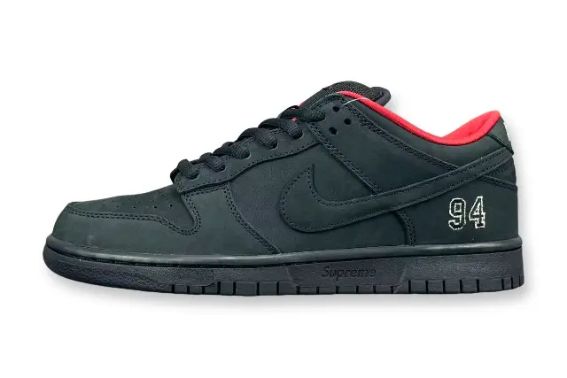 Nike SB Dunk Supreme 94 Black low top sneaker side view all black