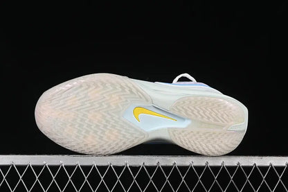 Nike Air Zoom GT Cut 3 White Aquarius Blue basketball shoes front view performance sneakers