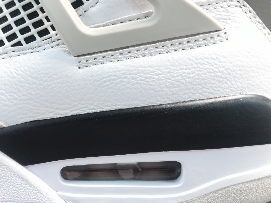 Air Jordan 4 Military Black sneakers with white leather and black accents, retro basketball shoes
