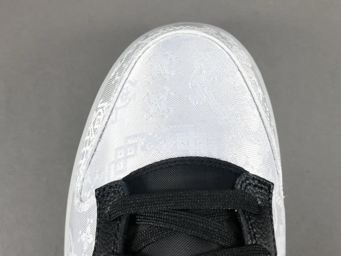 Nike Dunk Fragment White triple white low top sneaker clean side view