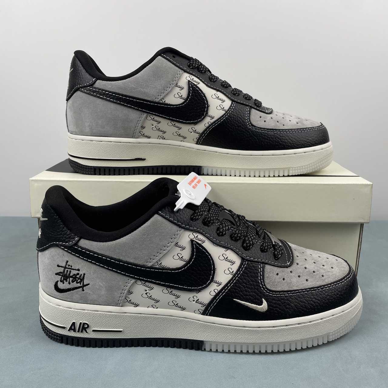 NIKE AIR FORCE 1 x STUSSY CUSTOM BLACK Replico