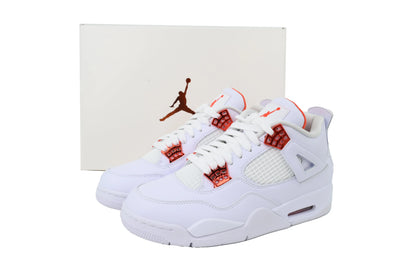 Jordan 4 Metallic Orange orange white leather retro sneakers unisex premium
