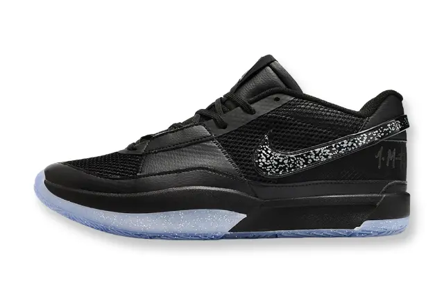 nike ja 1 x swarovski midnight basketball shoes side view with sparkling accents and dark midnight colorway