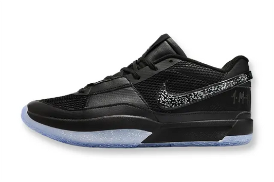 nike ja 1 x swarovski midnight basketball shoes side view with sparkling accents and dark midnight colorway