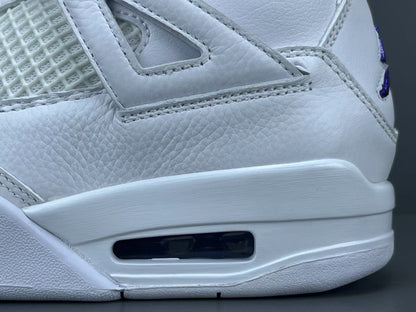 Air Jordan 4 Metallic Purple clean white sneakers with metallic purple details