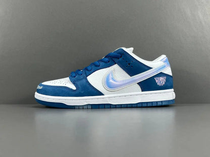 Nike SB Dunk Low Born X Raised One Block At A Time limited edition white blue silver sneaker