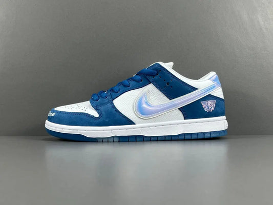 Nike SB Dunk Low Born X Raised One Block At A Time limited edition white blue silver sneaker