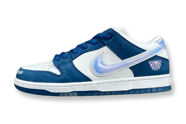 Nike SB Dunk Low Born X Raised One Block At A Time limited edition white blue silver sneaker