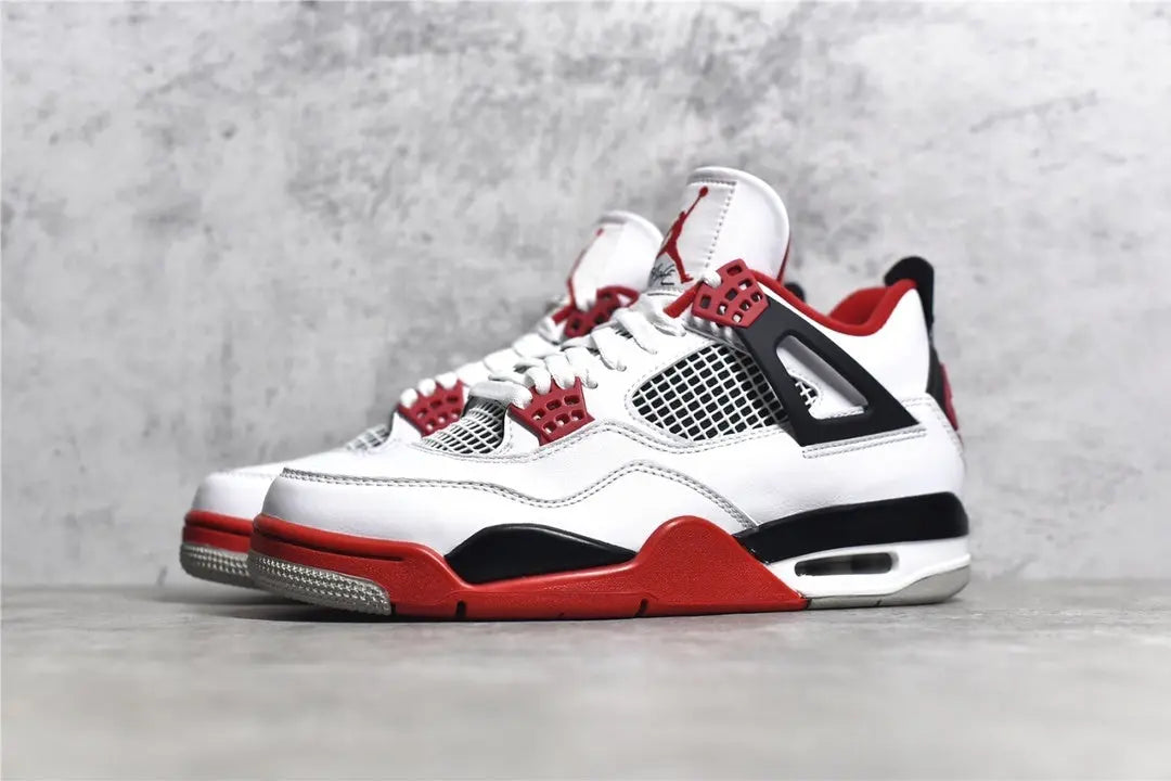 Air Jordan 4 Fire Red white black red sneakers iconic men's shoes
