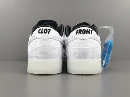 Nike Dunk Fragment White triple white low top sneaker clean side view
