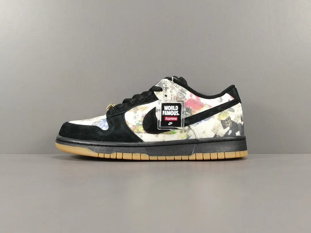 Nike SB Dunk Low Supreme Rammellzee black white red sneaker limited edition streetwear skate shoe