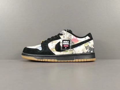 Nike SB Dunk Low Supreme Rammellzee black white red sneaker limited edition streetwear skate shoe