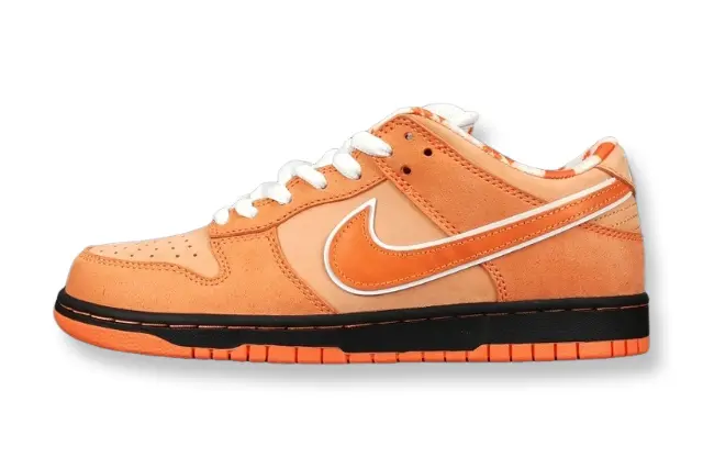 Nike SB Dunk Concepts Orange Lobster low top sneaker side view orange white