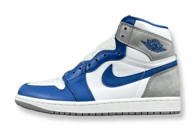 Air Jordan 1 High Retro OG True Blue side view white blue leather sneaker