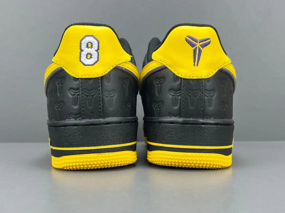 Nike Air Force 1 Kobe Bryant Lakers Away purple and gold leather sneakers
