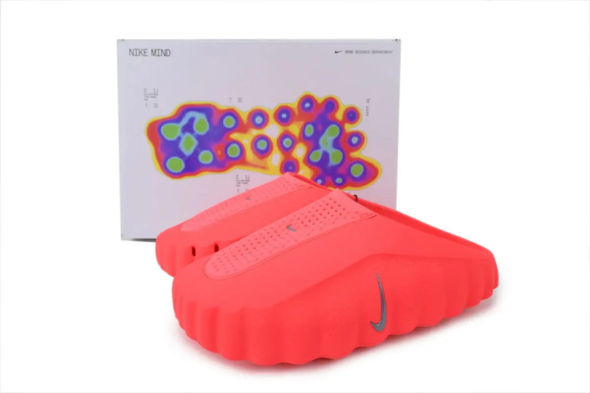 Nike Mind 001 Slide Solar Red on feet streetwear styling bold red Nike slides everyday casual comfort sandals