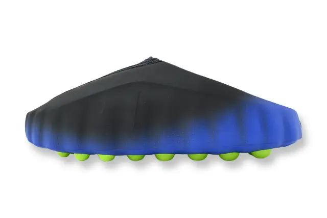 Nike Mind 001 FlyKnit Slide Hyper Royal Black side profile view men's recovery sandal