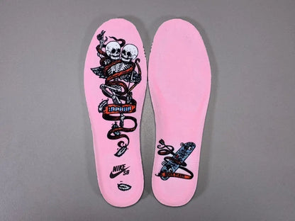 Nike SB Dunk Low Strangelove Skateboards pink velvet sneaker with heart embroidery limited edition Valentine’s Day collaboration