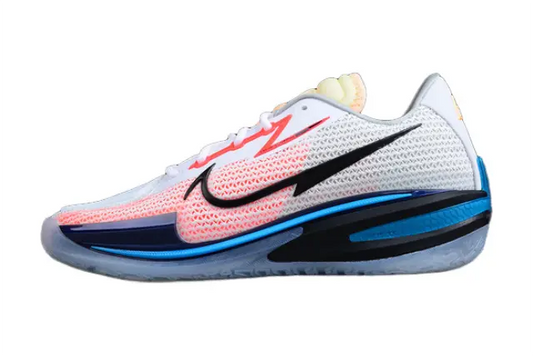 Nike Air Zoom GT Cut White Black Laser Blue basketball shoes low top white sneakers with blue accents Zoom Air cushioning