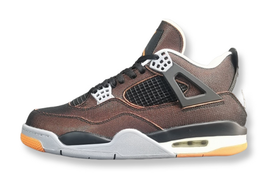 Brown sneaker with black and gray accents on a white background