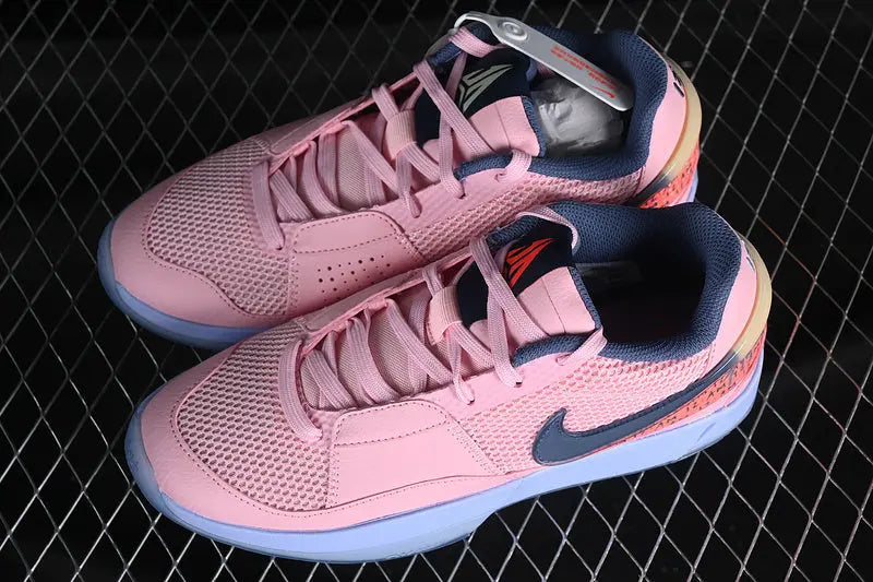 nike ja 1 x day one soft pink basketball shoes side view with fresh soft pink colorway