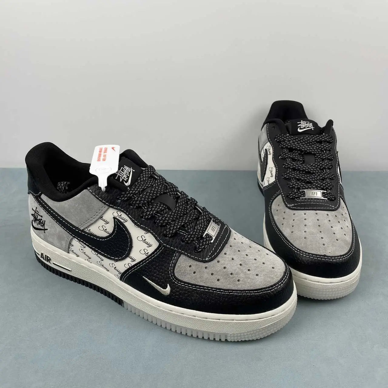 NIKE AIR FORCE 1 x STUSSY CUSTOM BLACK Replico