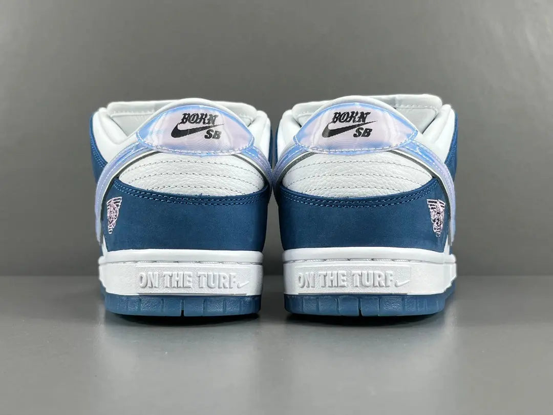Nike SB Dunk Low Born X Raised One Block At A Time limited edition white blue silver sneaker