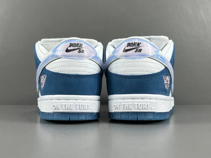 Nike SB Dunk Low Born X Raised One Block At A Time limited edition white blue silver sneaker