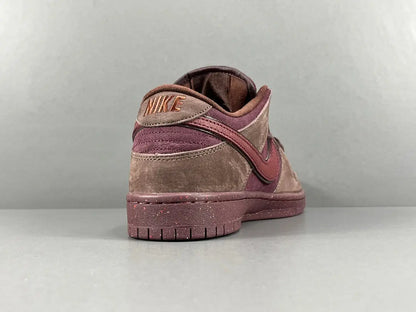 Nike SB Dunk City of Love Burgundy Crush sneakers side view premium burgundy suede