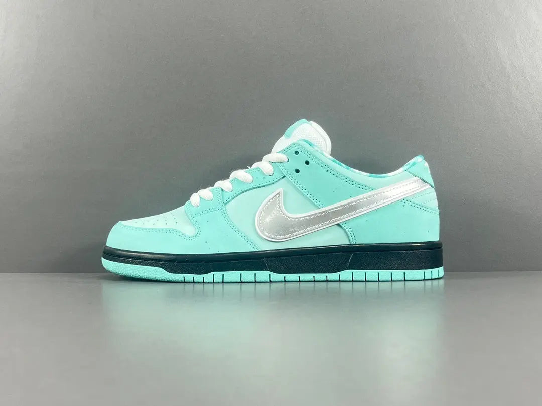 Nike SB Dunk Tiffany Lobster low top sneaker side view aqua white